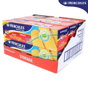 Hercules Kitchen Consumables Storage Bags Resealable Twin Zip Large 40PK 27x33cm RL40SRP