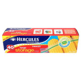Hercules Kitchen Consumables Storage Bags Resealable Twin Zip Large 40PK 27x33cm RL40SRP