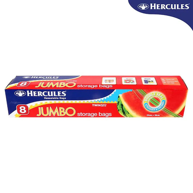 Hercules Kitchen Consumables Storage Bags Twin Zip Jumbo 8PK 33x38cm TJUM8SR