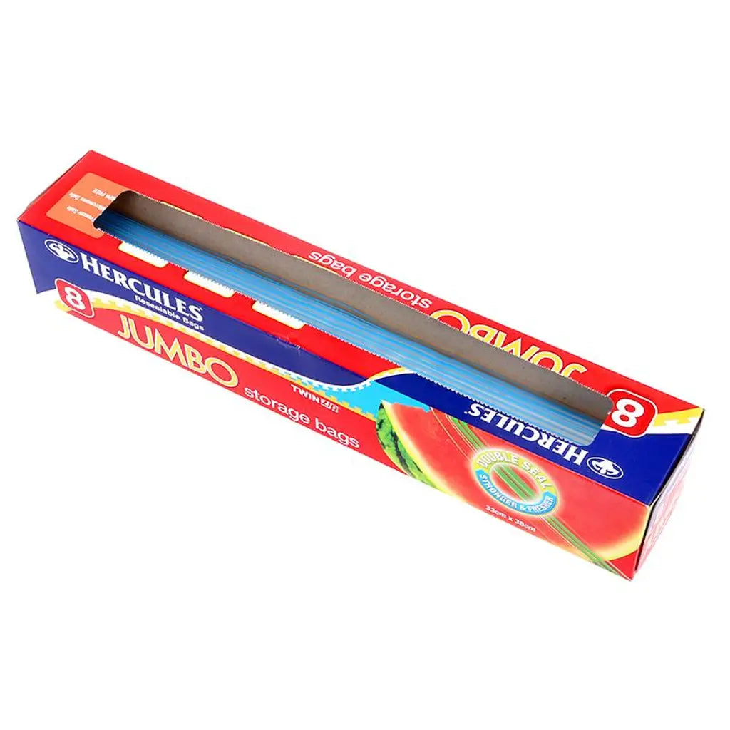 Hercules Kitchen Consumables Storage Bags Twin Zip Jumbo 8PK 33x38cm TJUM8SR