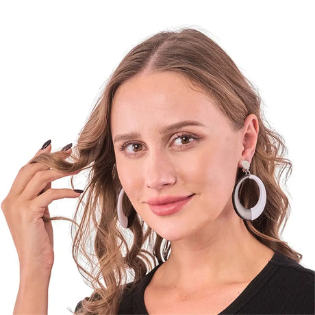 Hippie 60's Mod Clip On Earrings Black White PP12251