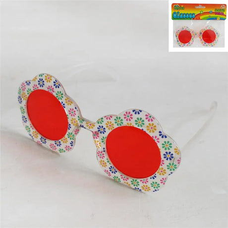 Hippie Floral Glasses With Red Lens A134726