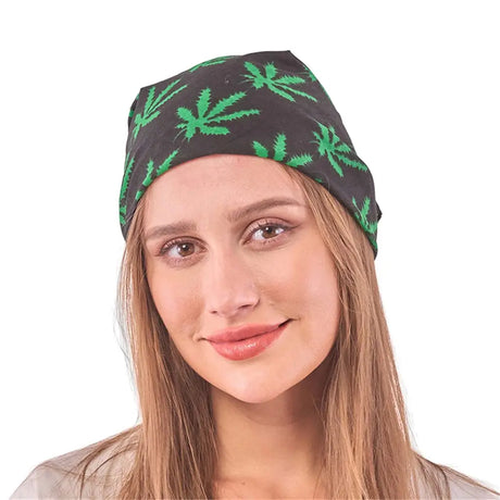 Hippie Marijuana Leaf Black Bandana 50cm PP13159
