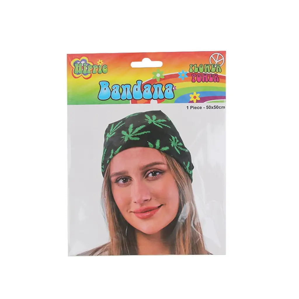 Hippie Marijuana Leaf Black Bandana 50cm PP13159