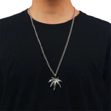Hippie Marijuana Silver Leaf Necklace PP12206