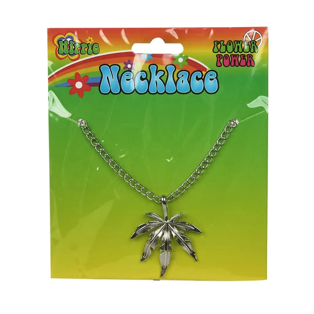 Hippie Marijuana Silver Leaf Necklace PP12206