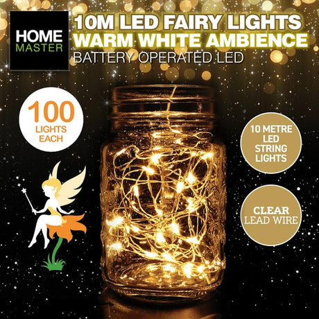 HOME MASTER Battery Fairy Lights Warm White 100LED 249237