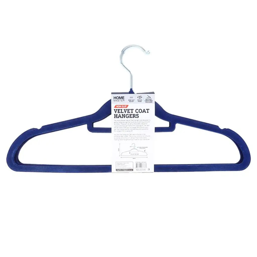 Home Master Coat Hanger Velvet Coloured 4Pk 237333