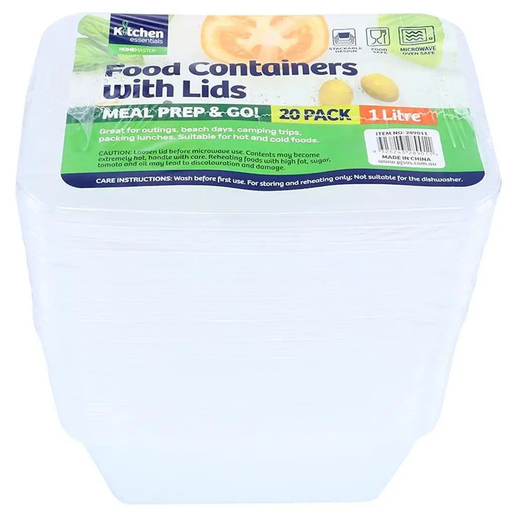Home Master Container Takeaway Food Container With Lid 1000ml 20Pk 289011