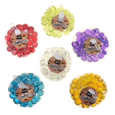 Home Master Decorative Glass Pebble Stones Garden Yard Assorted Colours 250g 256716