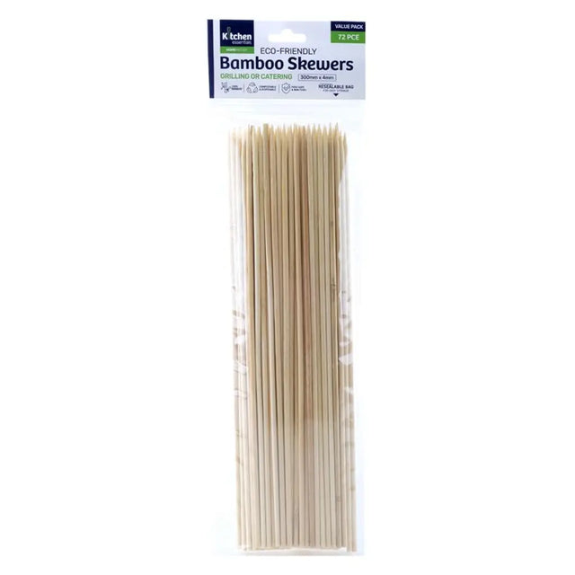 Home Master Eco Friendly Bamboo Skewers BBQ 4mmX30cm 72Pk 203802