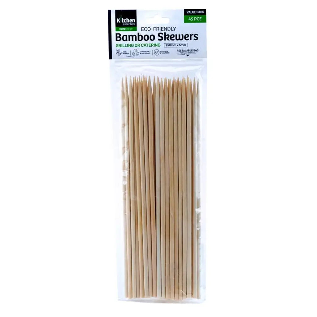 Home Master Eco Friendly Bamboo Skewers BBQ 5mmX25cm 45Pk 207848