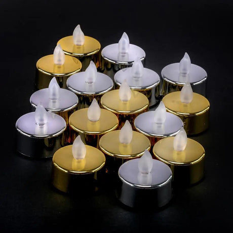 Home Master Flameless LED Metallic Tealight Candles Cool Or Warm 8Pk 259526