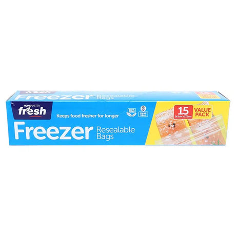 Home Master Kitchen Consumables Freezer Bags 26.5x27.5cm 15Pk 104321