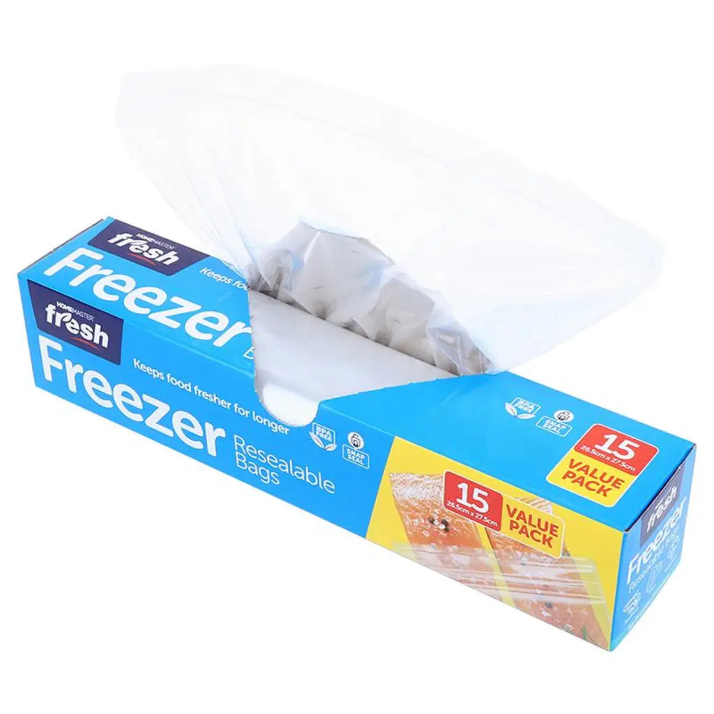 Home Master Kitchen Consumables Freezer Bags 26.5x27.5cm 15Pk 104321