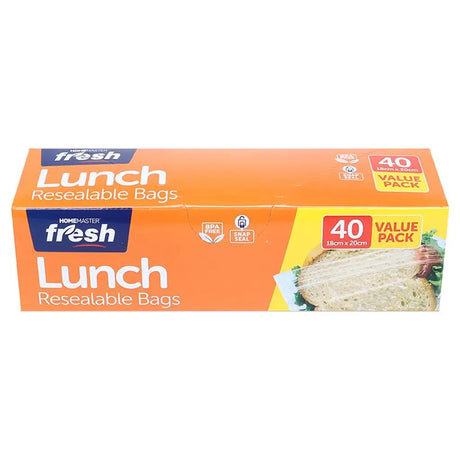 Home Master Kitchen Consumables Lunch Bags 18x20cm 40Pk 233199