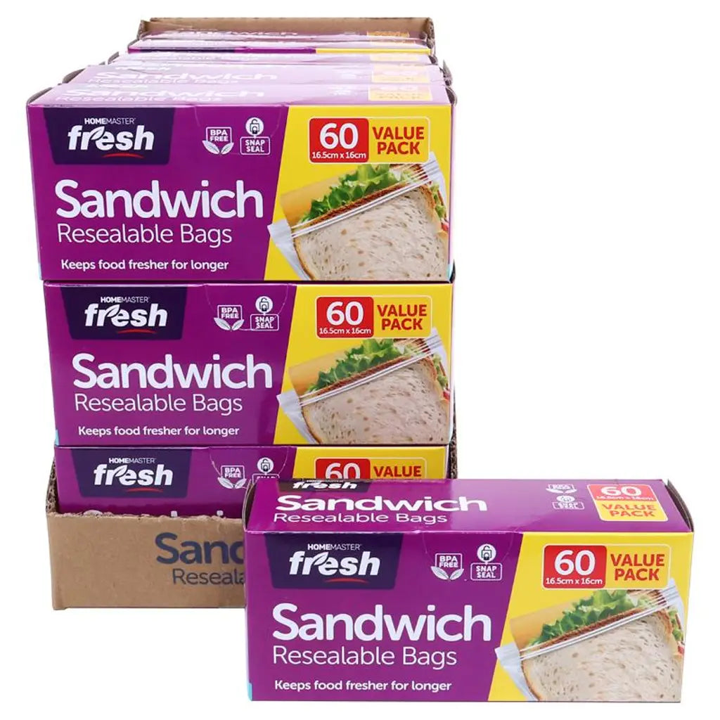 Home Master Kitchen Consumables Sandwich Bags 16x17cm 60Pk 104307