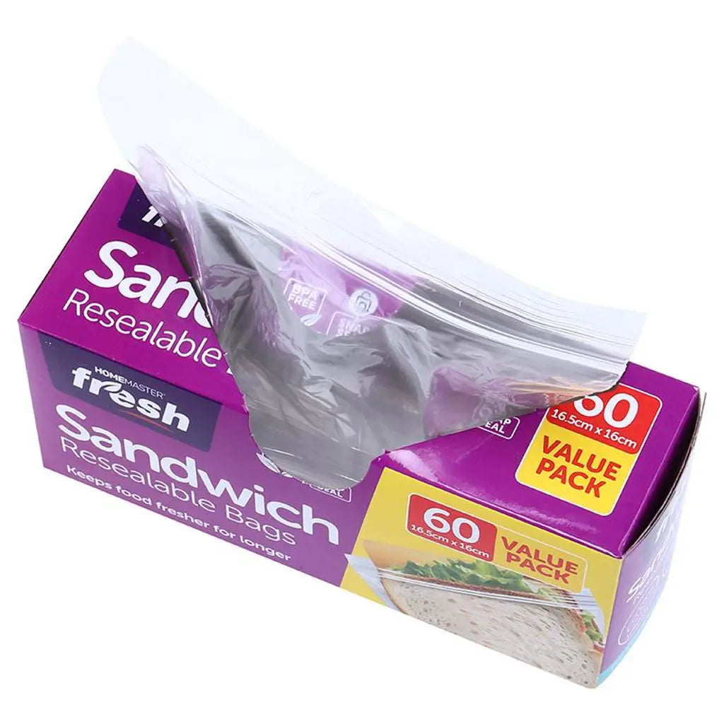 Home Master Kitchen Consumables Sandwich Bags 16x17cm 60Pk 104307
