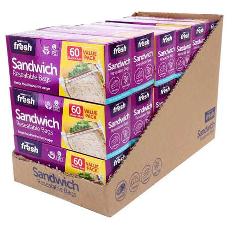 Home Master Kitchen Consumables Sandwich Bags 16x17cm 60Pk 104307