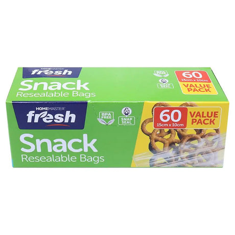 Home Master Kitchen Consumables Snack Bags 15x10cm 60Pk 169658