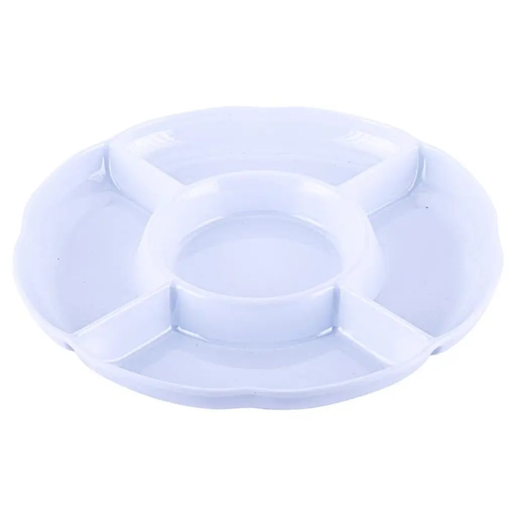 Home Master Melamine Platter Tray with 5 Section Divider Round White 28x3cm58181