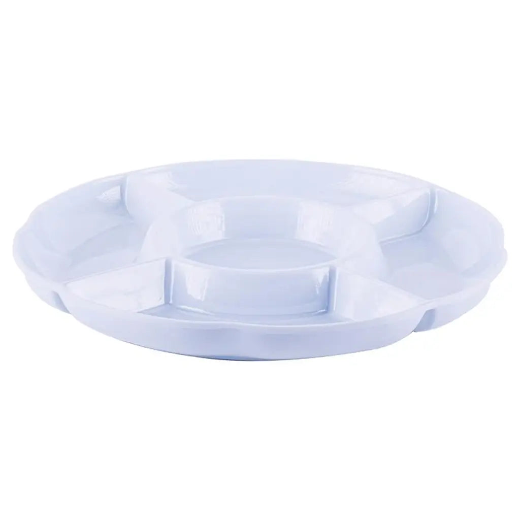 Home Master Melamine Platter Tray with 5 Section Divider Round White 28x3cm58181