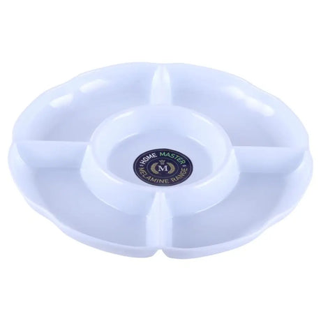 Home Master Melamine Platter Tray with 5 Section Divider Round White 28x3cm58181