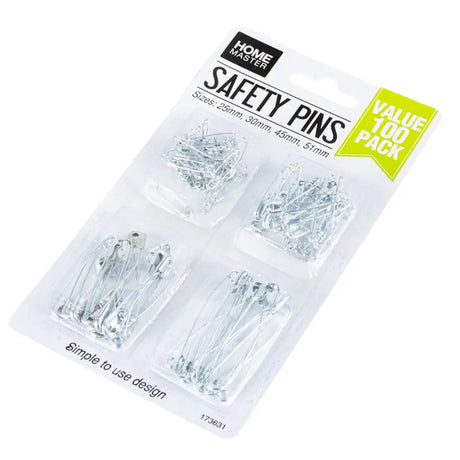 Home Master Safety Pins Assorted Sizes 100Pcs 173631