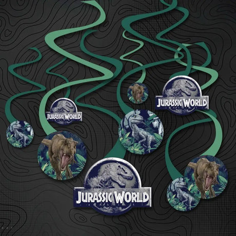 Jurassic Into The Wild Spiral Swirls Hanging Decorations 12Pk 88842642