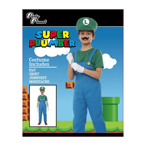 Kids Plumber Green Costume Including Hat, Shirt, Jumpsuit, Moustache PP79281