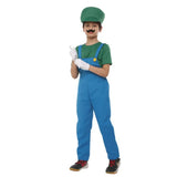 Kids Plumber Green Costume Including Hat, Shirt, Jumpsuit, Moustache PP79281