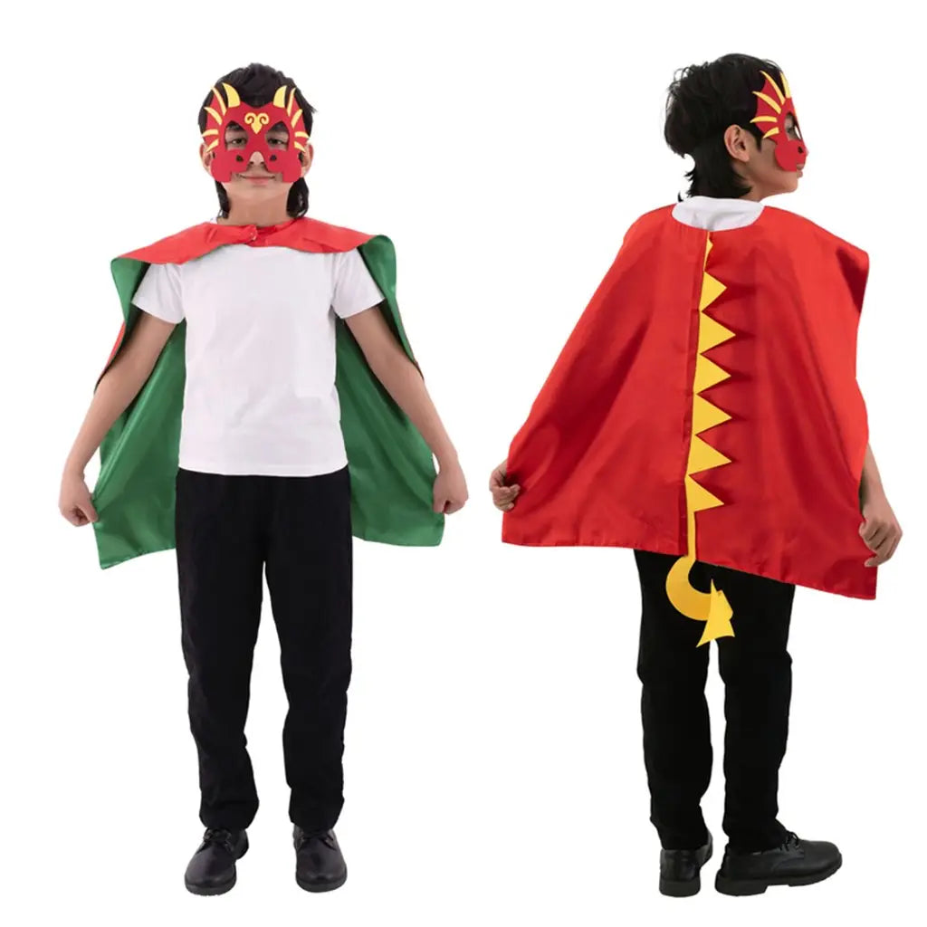 Kids Red Dragon Cape & Mask Set Costume 70cm PP49561