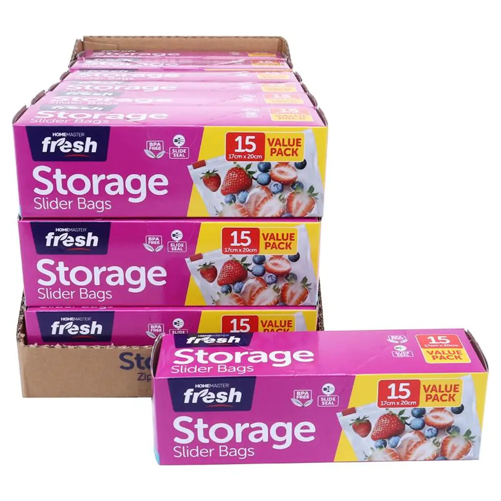 Kitchen Consumables Slider Bags Snap Lock 17x20cm 15Pk 104338