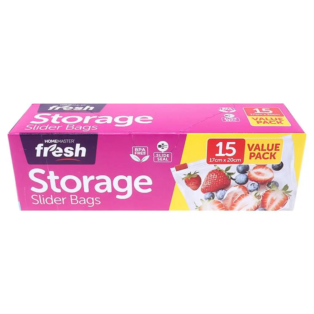 Kitchen Consumables Slider Bags Snap Lock 17x20cm 15Pk 104338