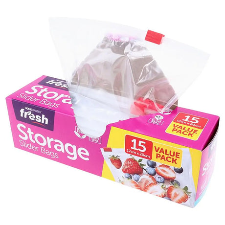 Kitchen Consumables Slider Bags Snap Lock 17x20cm 15Pk 104338