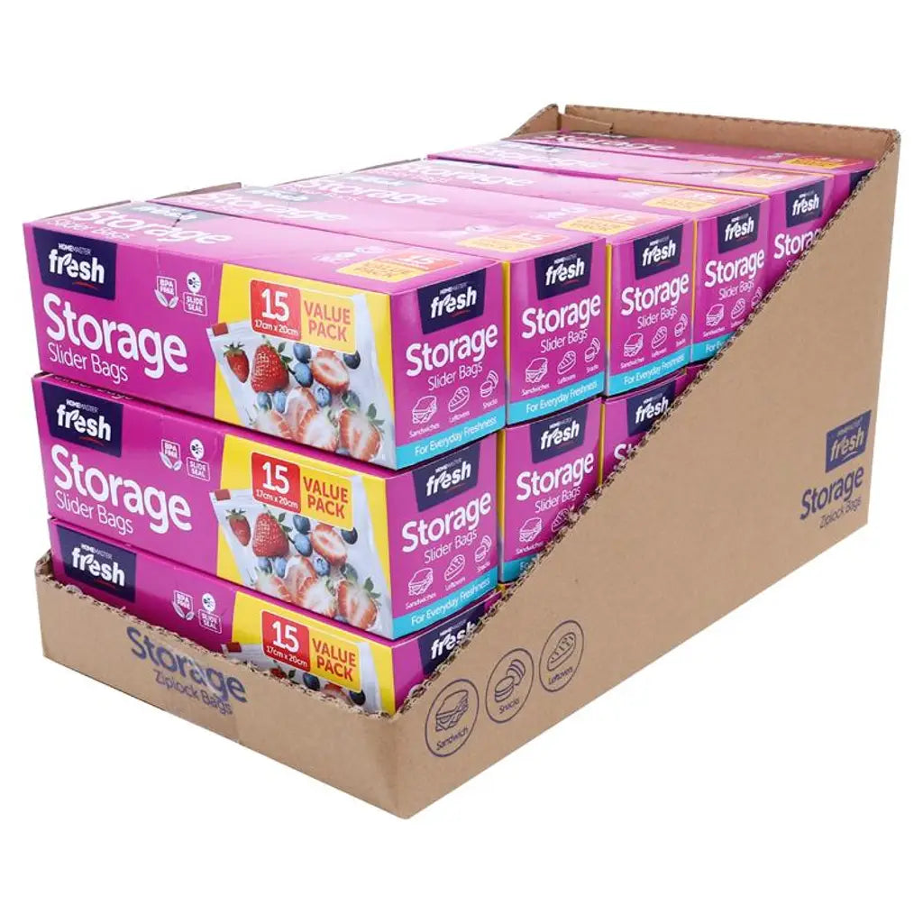 Kitchen Consumables Slider Bags Snap Lock 17x20cm 15Pk 104338