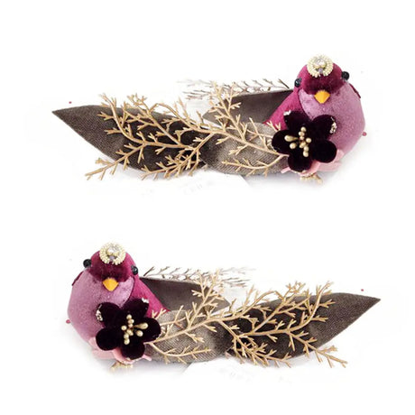 Burgundy Bird With Clip 17X5X6cm 2Asst XM208468