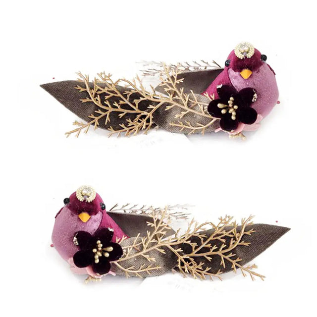 Burgundy Bird With Clip 17X5X6cm 2Asst XM208468