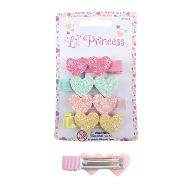 Loop Glitter 2 Heart Ibis Clip 4Pk LPA0064
