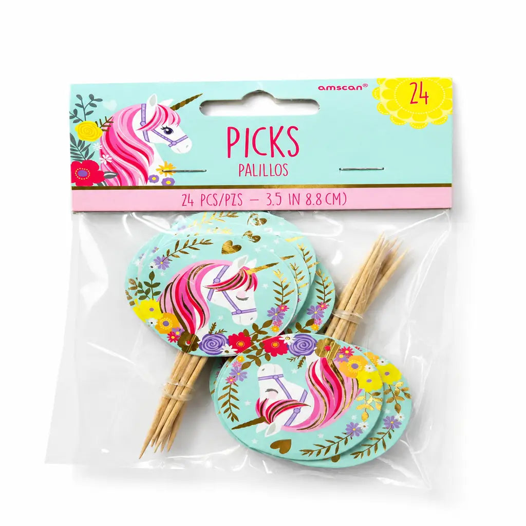 Magical Unicorn Foil Picks 24Pk 401929