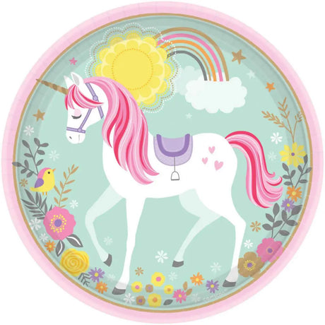 Magical Unicorn Paper Plates 23cm 8Pk 551929-66