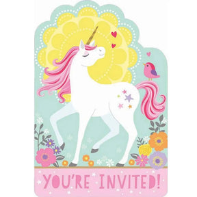 Magical Unicorn Postcard Invitations 8Pk 491929