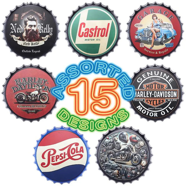 Man Cave Retro Bottle Top Metal Sign Assorted Designs 35cm 286812