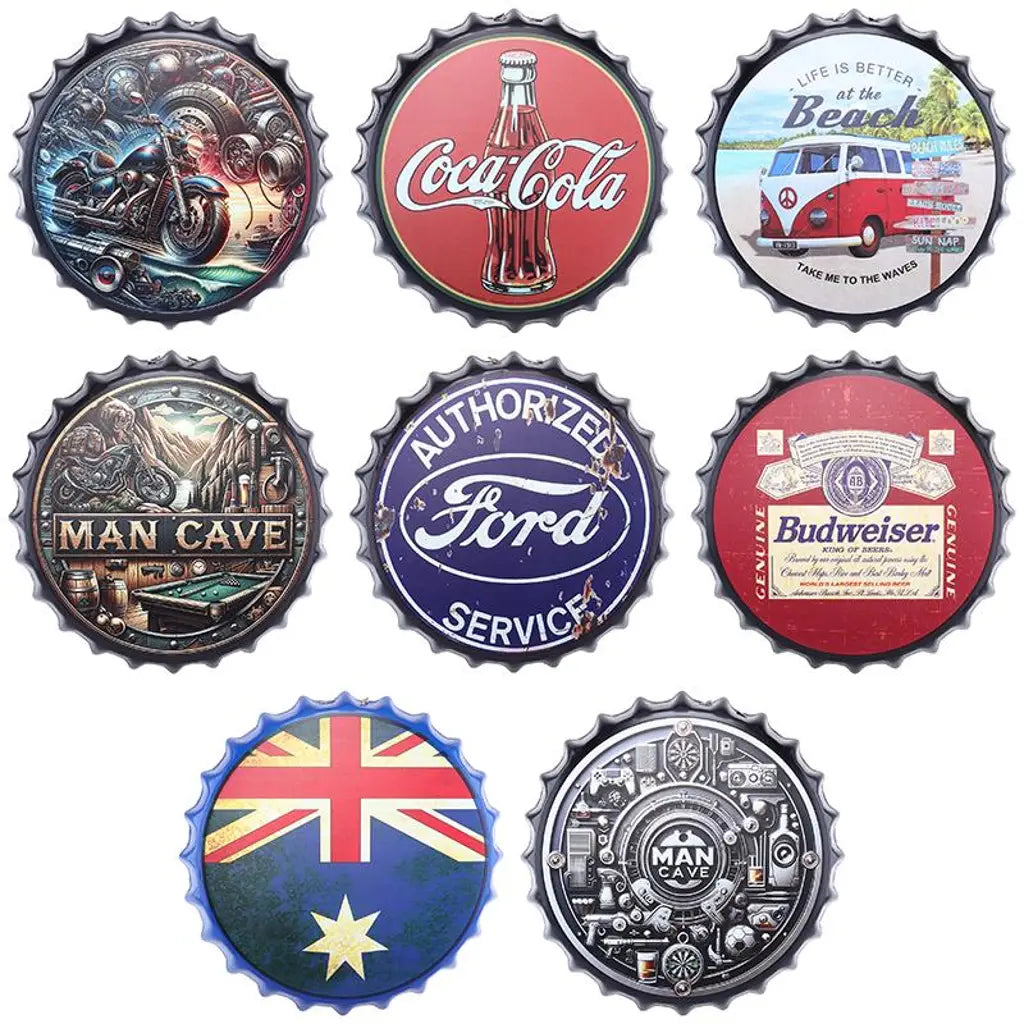Man Cave Retro Bottle Top Metal Sign Assorted Designs 35cm 286812