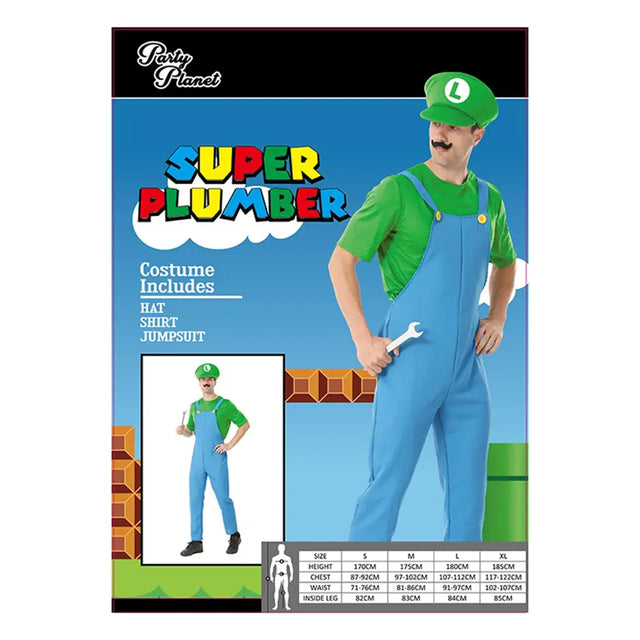 Man Plumber Green Costume Including Hat, Shirt, Jumpsuit PP80294