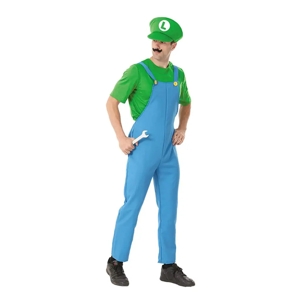 Man Plumber Green Costume Including Hat, Shirt, Jumpsuit PP80294