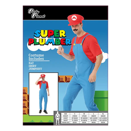 Man Plumber Red Costume Including Hat, Shirt, Jumpsuit PP80324