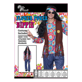 Mens Hippie Costume Including Shirt With Attached Vest, Trousers, Headband PP39510