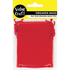 Mini Organza Bag Red 10x7.5cm 7Pk VCSB10-R
