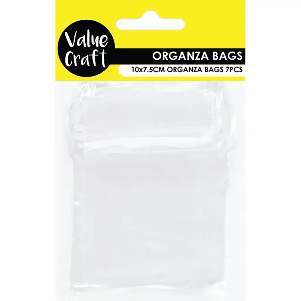 Mini Organza Bag White 10x7.5cm 7Pk VCSB10-WH